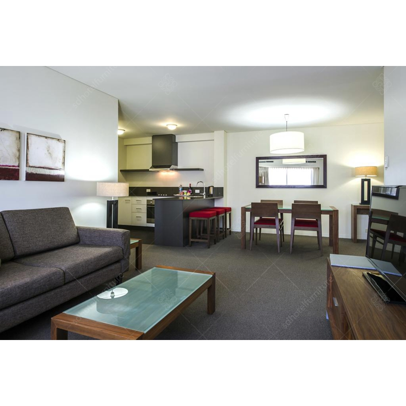 Custom Modern Design Plywood Upholstered with Fabric Hotel Bedroom Furniture Set