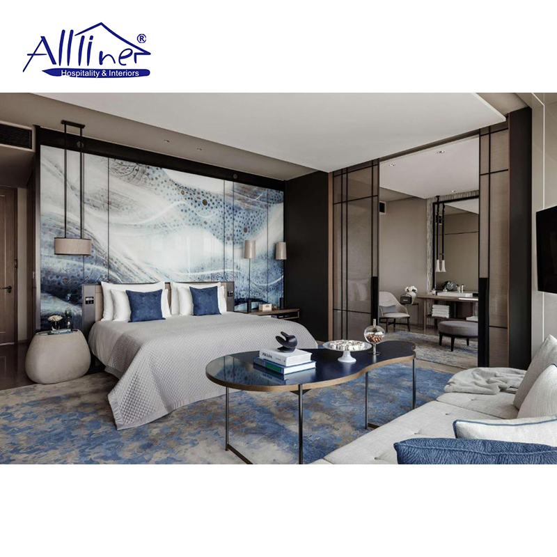 Solid Wood Cotton Upholstered Bed Double Full King Size Luxury Bedroom Furniture