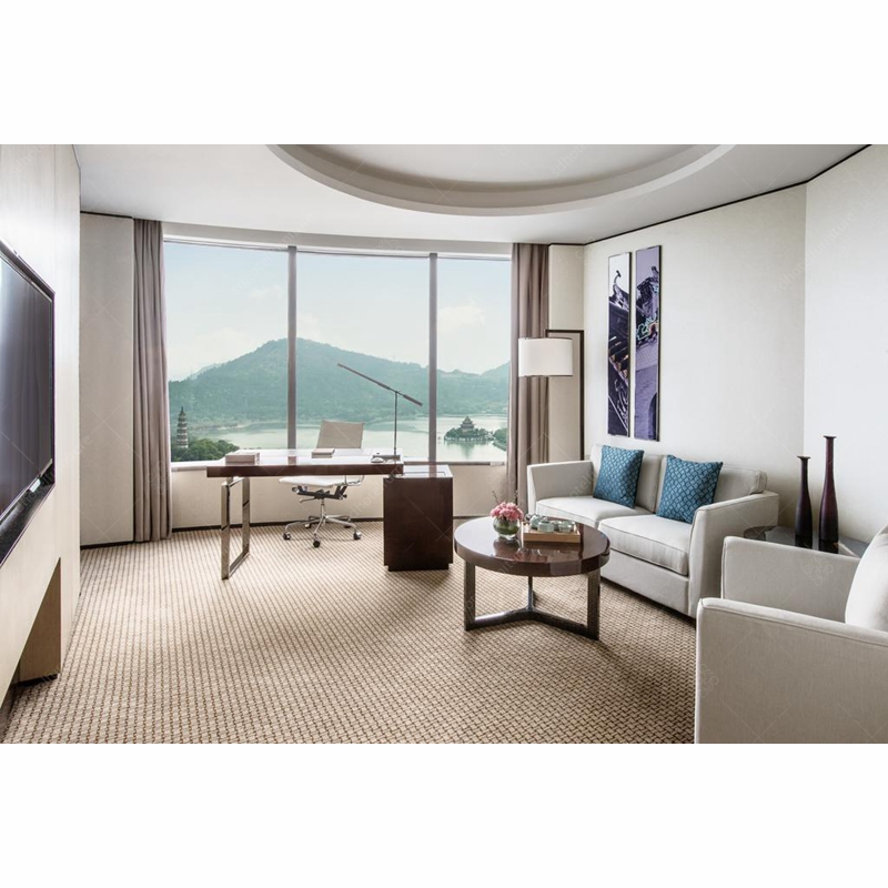 Latest 5 Star Solid Wood with Wood Veneered Panel Hotel Modern Bedroom Furniture