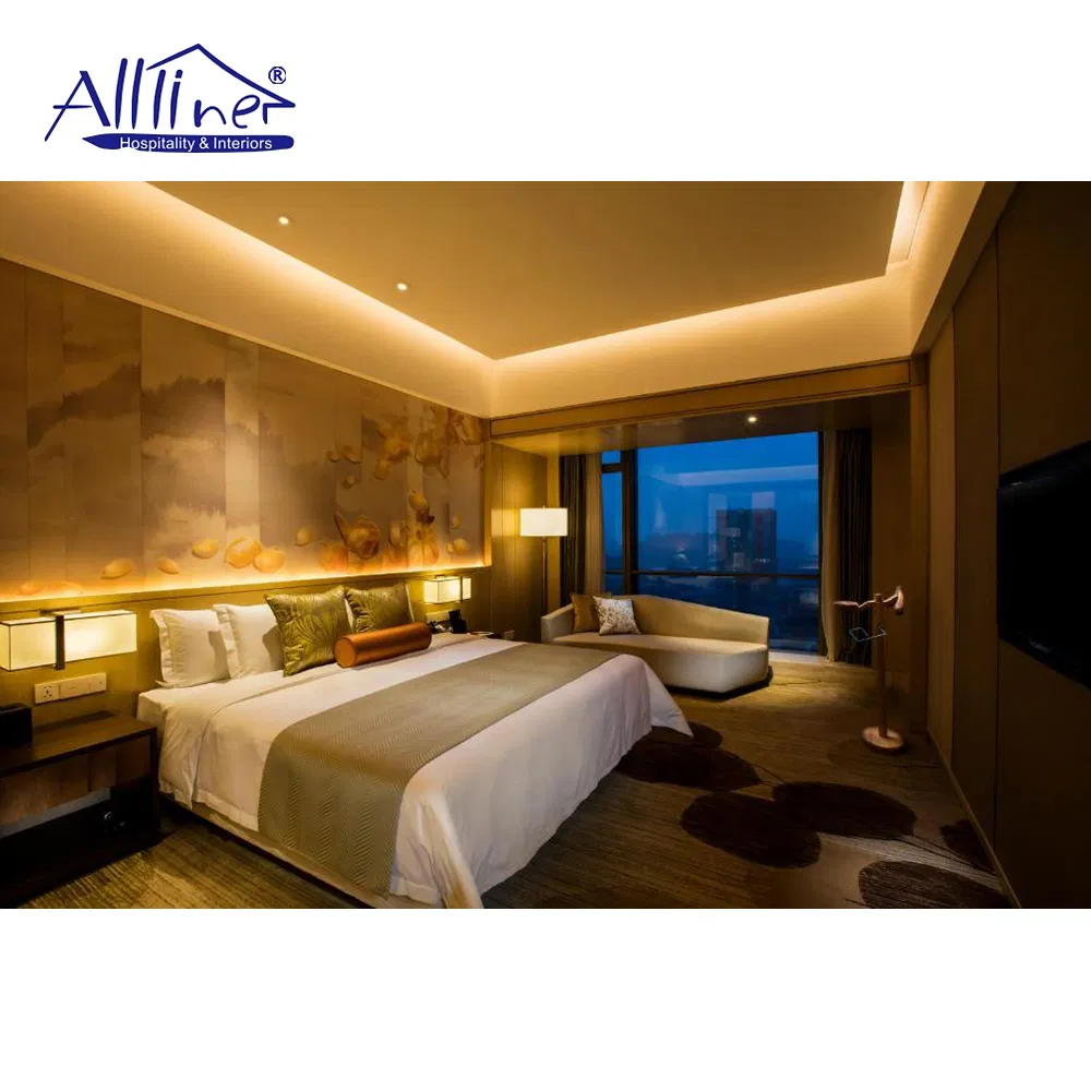 Modern Luxury King Size Leather Upholstered Fabric Bed Bedroom Set Dubai Hotel Room Furniture