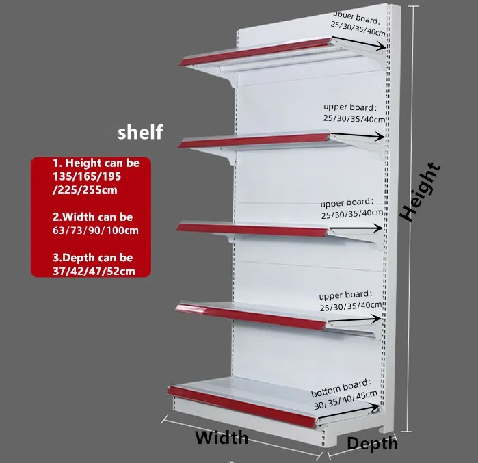 Single side shelf size