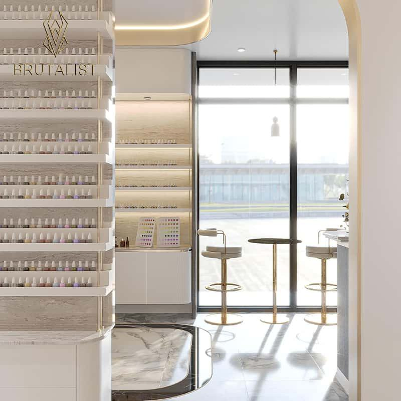 Luxury Wooden Salon Furniture Nail Table &amp; Barber/Hair Station + Beauty Salon Interior Design