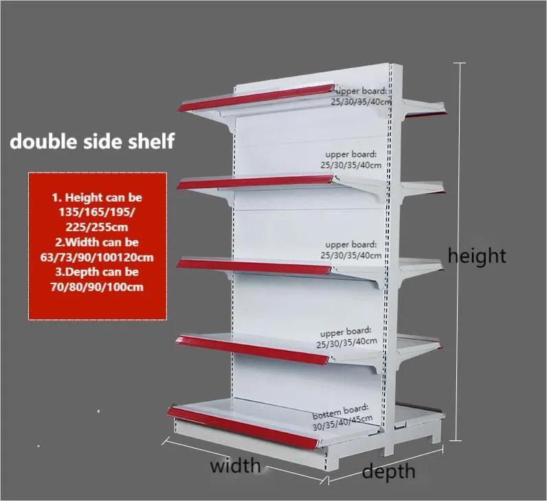 Double side shelf size