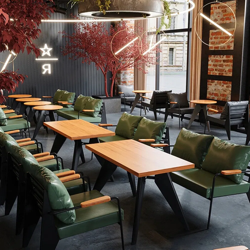 Custom Modern Luxury Bar Dining Table with Chairs Furniture Sets Restaurant Dining Room Furniture Dining Shop Upholstered Booth