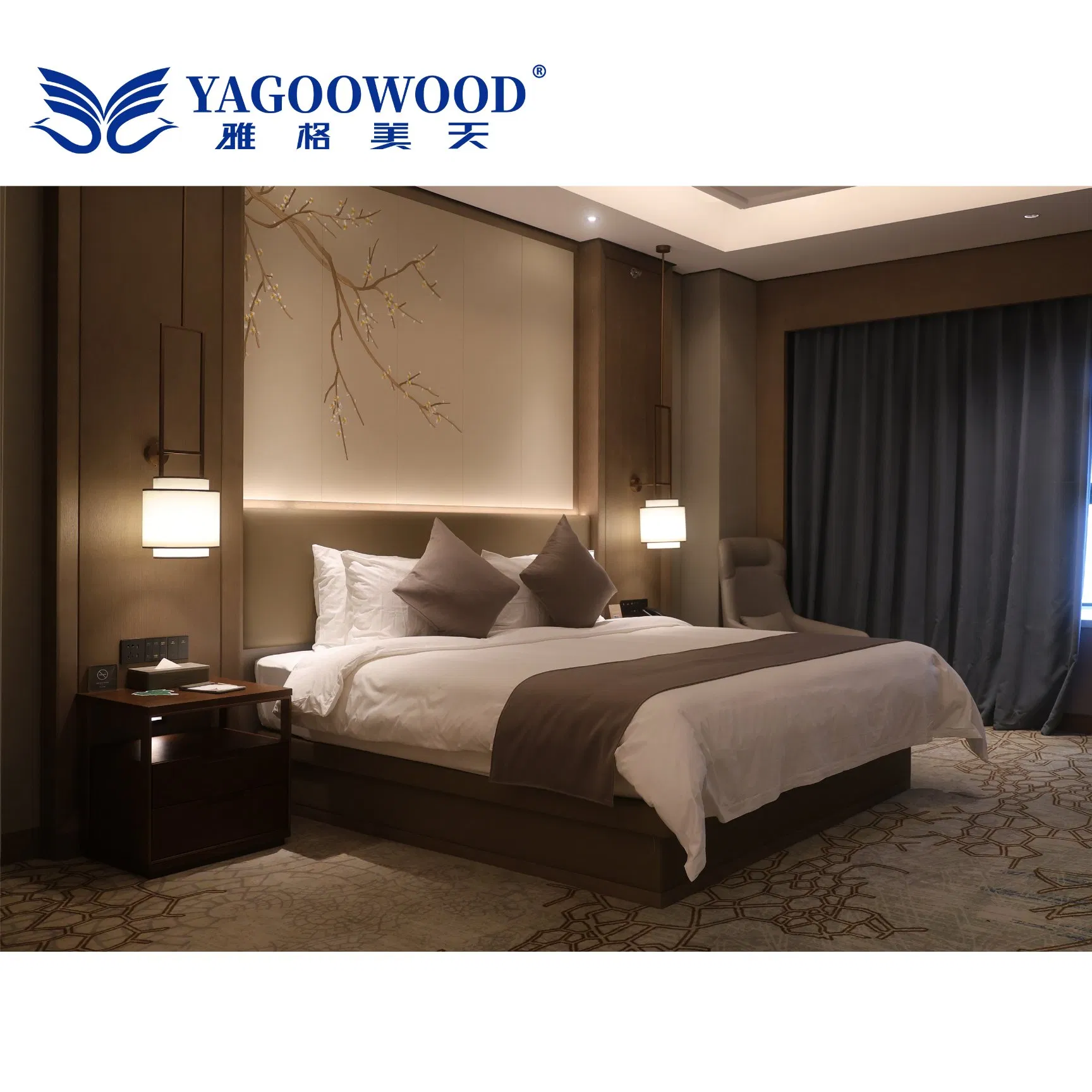 5 Star Double Interior Bedroom Furniture Luxury Hotel Room Bed Set Modern Furniture