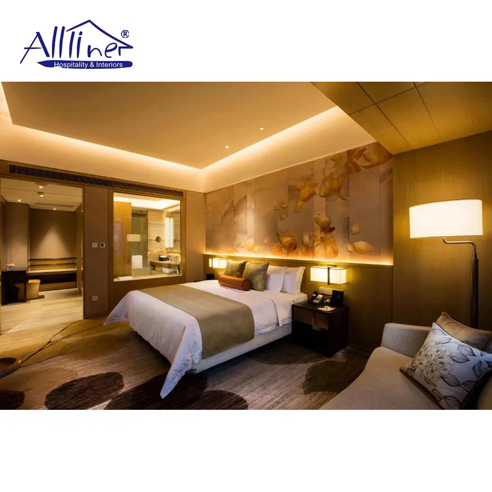 Modern Luxury King Size Leather Upholstered Fabric Bed Bedroom Set Dubai Hotel Room Furniture