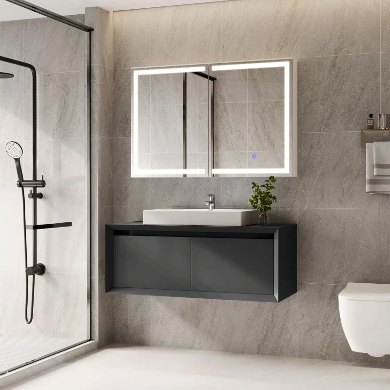 Smart Makeup Bathroom LED Mirror Medicine Cabinet - Wall Mounted Design