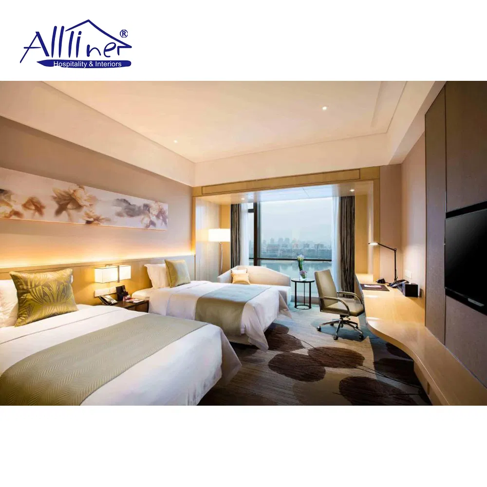 Modern Luxury King Size Leather Upholstered Fabric Bed Bedroom Set Dubai Hotel Room Furniture