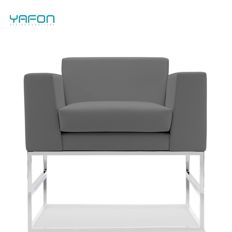 Linear Structure Border Dark Grey Euro Upholstered Sofa with Stainless Steel Leg