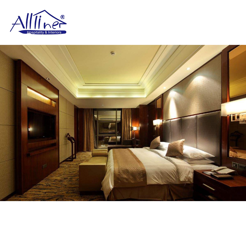 Modern Room Set King Size Bed Wooden Headboard Panel Bedroom Sets 5 Star Hotel Furniture