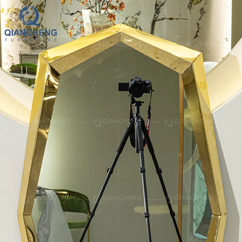Hotel Luxury Decorating Furniture OEM Interior Design Golden Stainless Steel Mirror