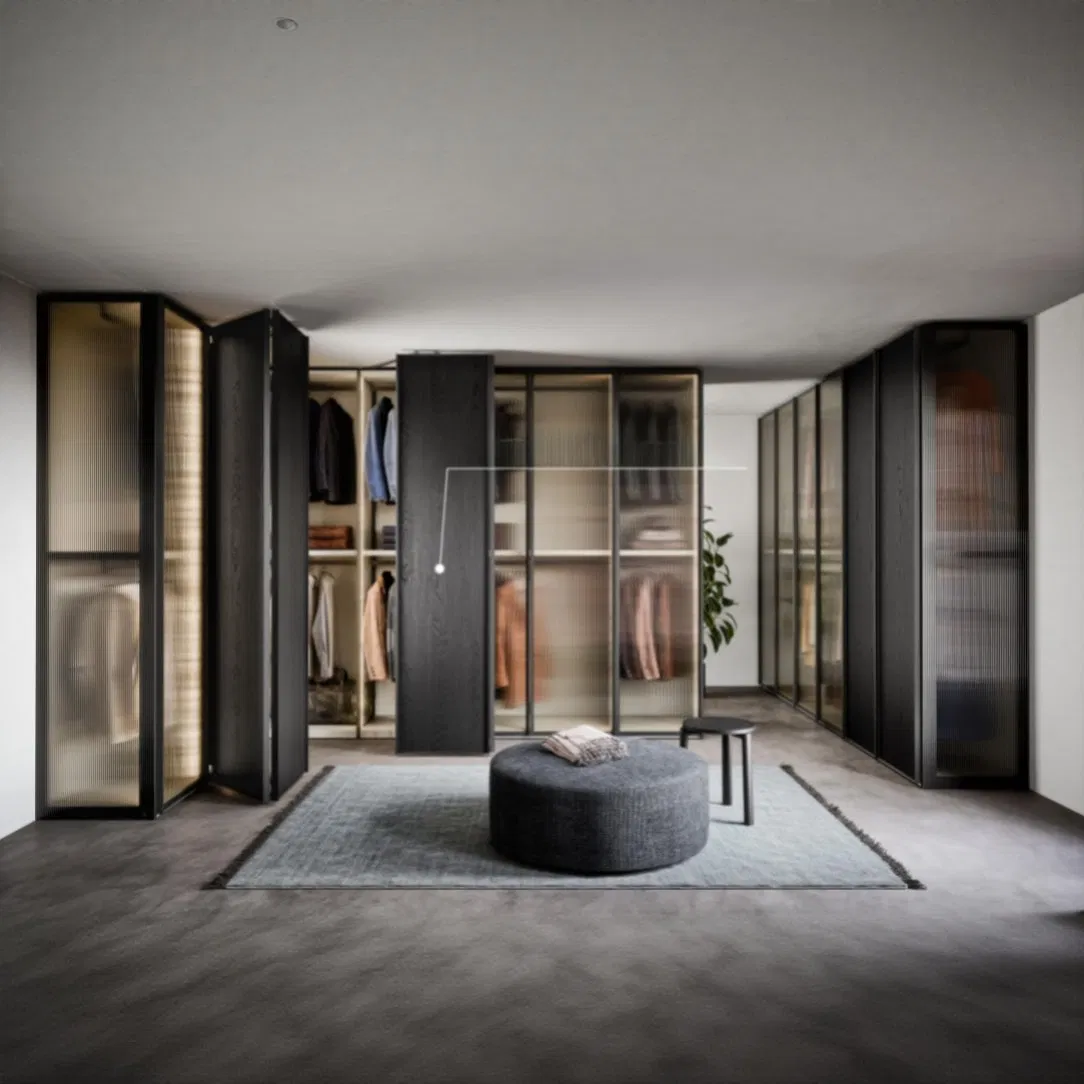 Environmentally Friendly Materials Used in Closet System From WPC and Satin Melamine Finish in French Cream Style with Pants Rack and Multifunctional Storage