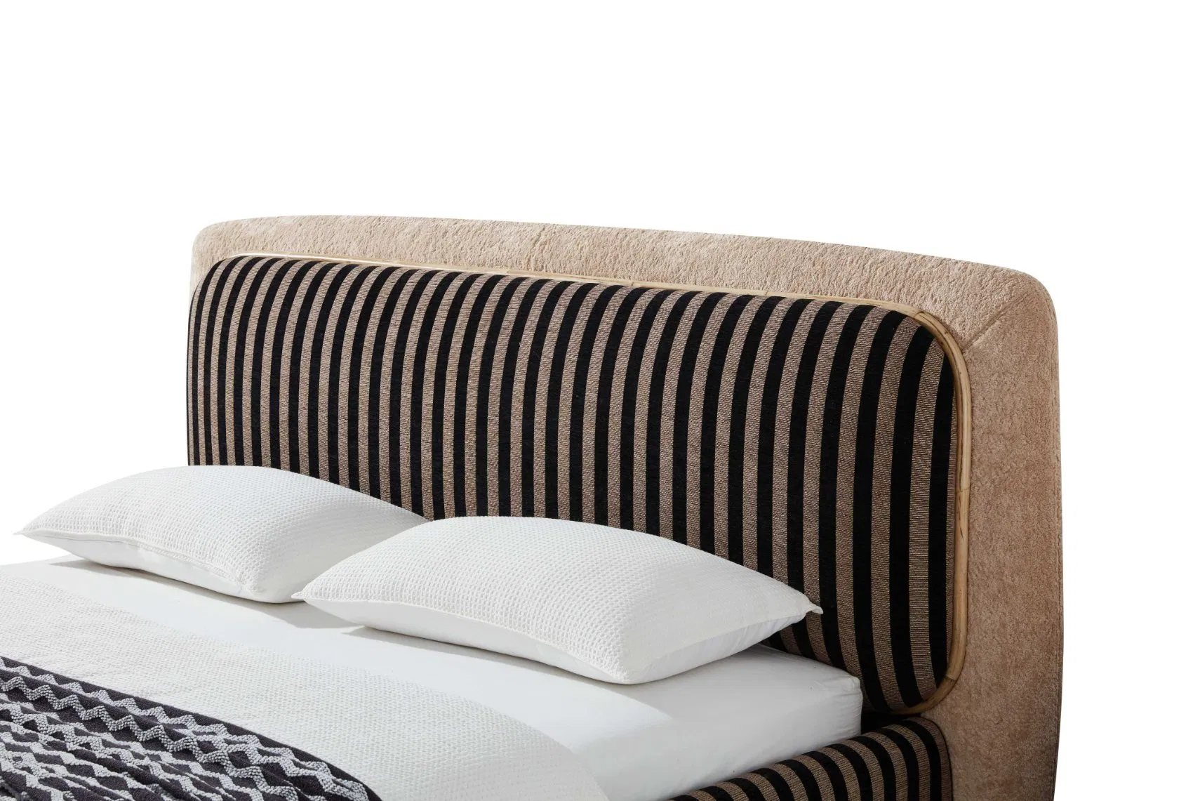 Luxury Upholstered Fabric Soft Bed Design Full-Size Solid Wood Frame High Quality Elegant Bedroom Furniture