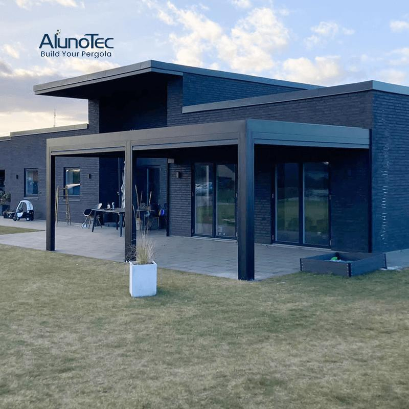 AlunoTec Bioclimatic Waterproof Struxure Pergola Sun Shading Gazebo outdoor with Electric System