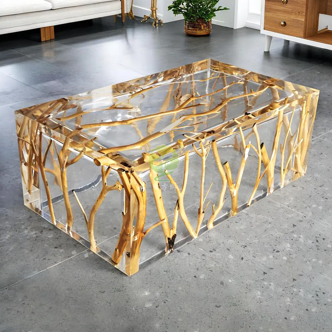 Light Luxury Hotel Transparent Art Resin Tea Table Interior Creative Furniture Customization