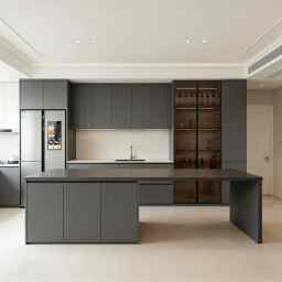 Surface Treatment Soft Close Function Solid Color Kitchen Cabinet System