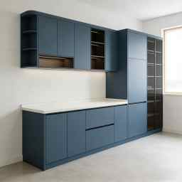 Surface Treatment Soft Close Function Solid Color Kitchen Cabinet System