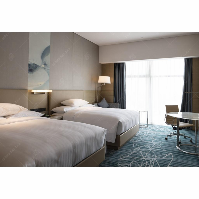 Moisture Proof Plywood Upholstered Hotel Bedroom Sets Double Room Furniture