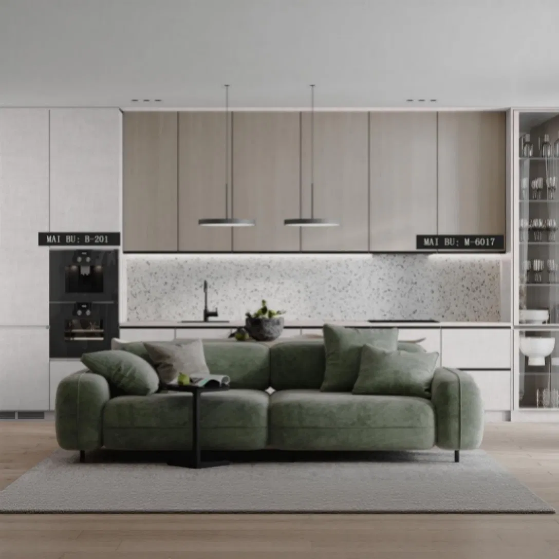 Fast Delivery Promised for Kitchen System From MDF with High Gloss Lacquered Finish in European Classical Style Featuring Cloth Rod