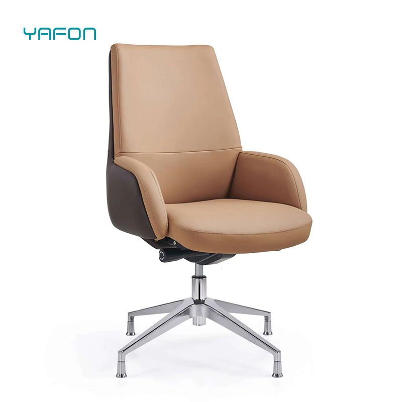 High Back PU Leather Upholstered Executive Office Chair Brown