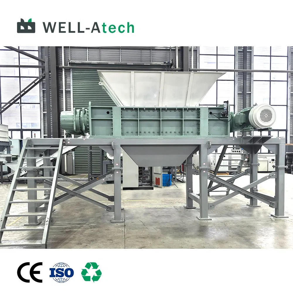 Industrial Dual Motor Two Shaft Shredder System for C&D Waste Recycling Plant