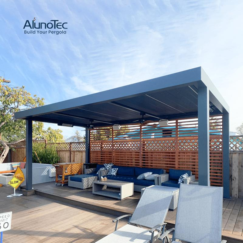 AlunoTec Bioclimatic Waterproof Struxure Pergola Sun Shading Gazebo outdoor with Electric System