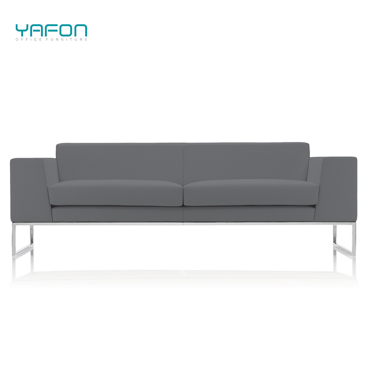 Linear Structure Border Dark Grey Euro Upholstered Sofa with Stainless Steel Leg