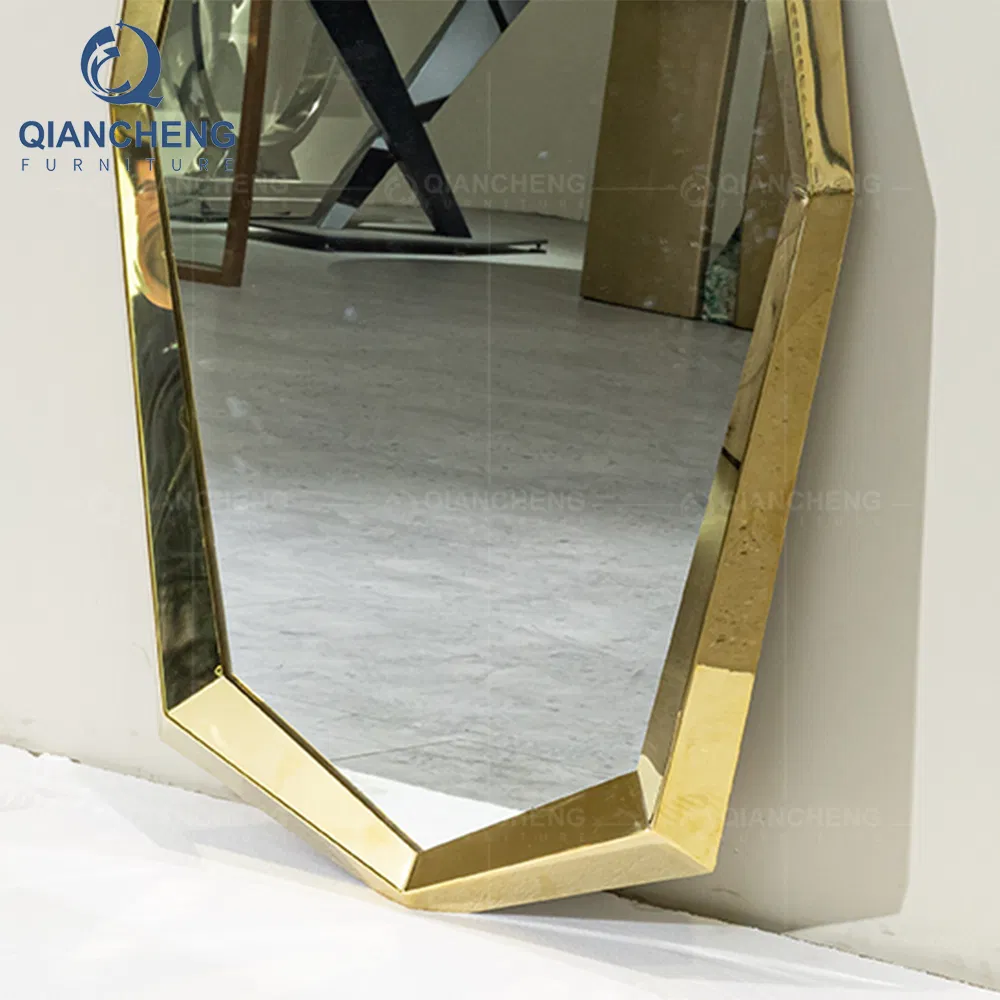 Hotel Luxury Decorating Furniture OEM Interior Design Golden Stainless Steel Mirror