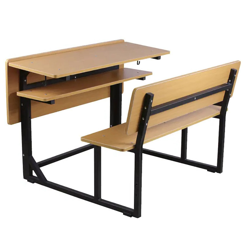 Cheap School Classroom Double Seat Student Wooden Desk and Bench Chair Furniture