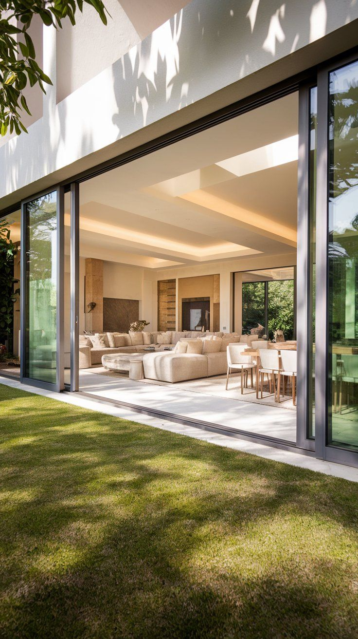 Anewson High Quality Thermal Break Aluminum Alloy Sliding Door with Double Tempered Glass Four Track Smart Electric Glass Sliding Door