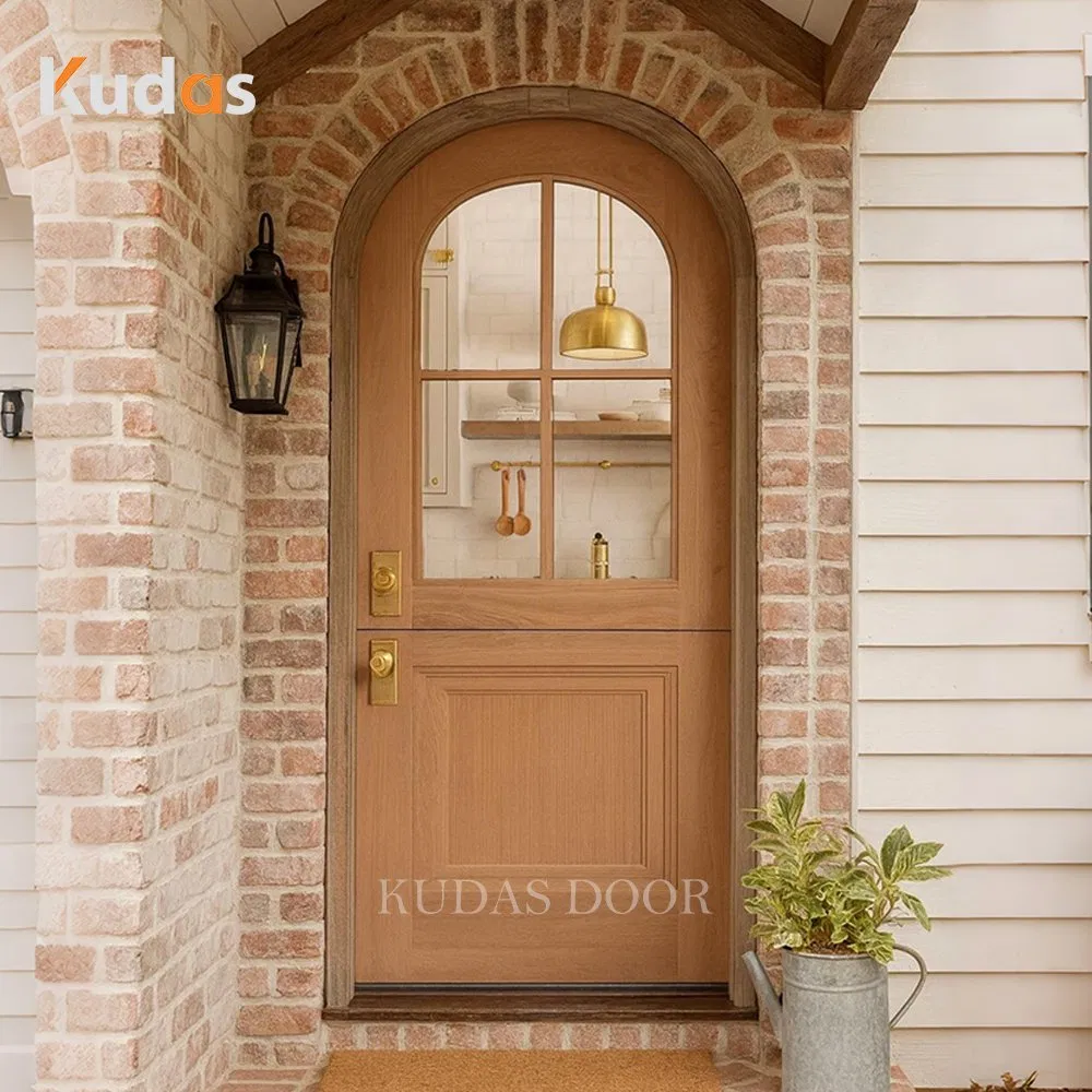 Wooden Arched Interior Hallway Doors Kitchen Dutch Doors with Grill Window