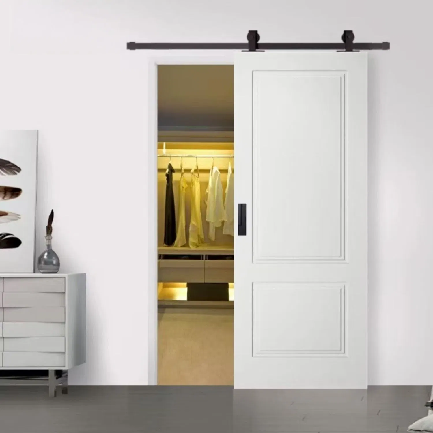 Manufacturing Latest Design Home Room Modern Wood Wooden Barn Doors Interior Modern Sliding Barn Doors