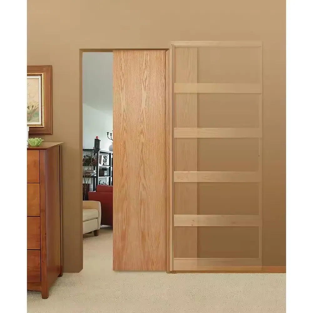 Customization Modern Interior Room Large Wood Sliding Hidden Pockets Doors System Luxury Walnut Solid Wooden Pocket Flush Door