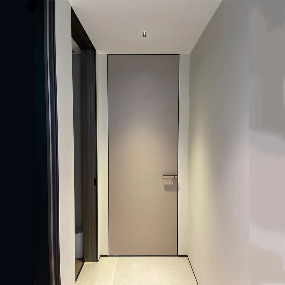 Modern Simple Invisible Flush Mounted Frameless Wood Door Ceiling Height Door Bedroom Hidden Interior Door