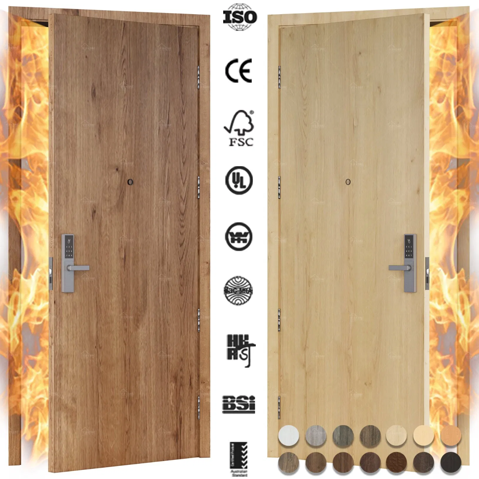 Wh Certified Can/Ulc Canada Fire Rated Door Fr60 Laminated Soundproof 38 dB New Style Wood Fire Rated Door Acoustic Door