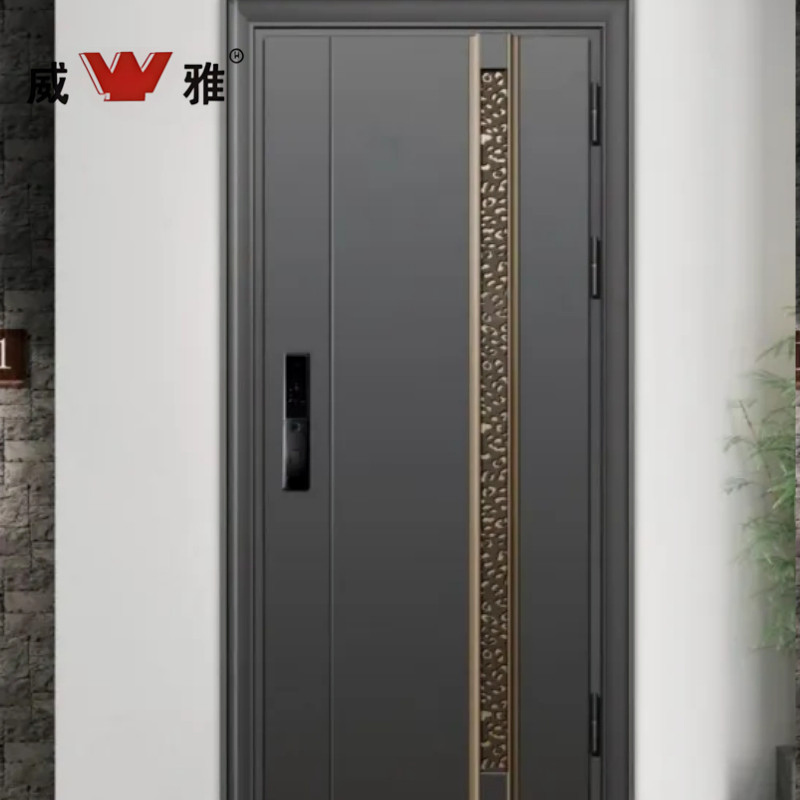 Reinforced Steel Bullet Resistant Solid Wood Aesthetic Villa Lobby Door with Customizable Lock Mechanisms