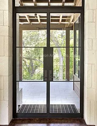 New Design Metal Security Double Steel Windows Wrought Iron Doors