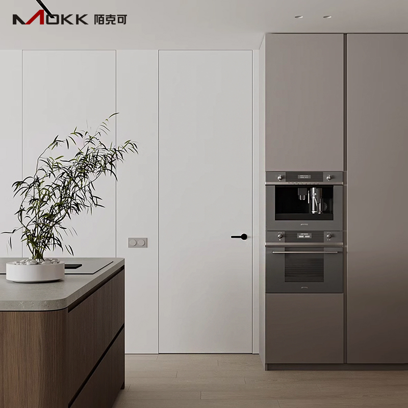 Sleek Aluminum Wood Concealed Frame Fire-Resistant Flush Doors Frameless Hidden Door Invisible Door Frameless Interior Door Suitable for Hotels, Villas