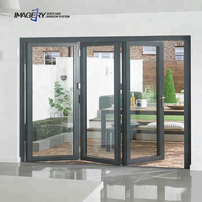 Folding Sliding Solid Door System Aluminium Glass Bifold Sliding Door