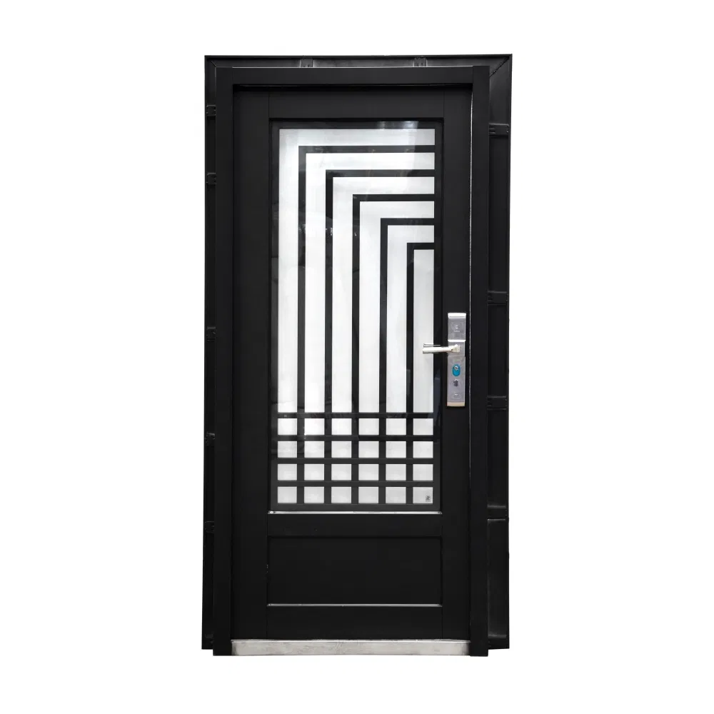 French Dutch Black Anti Theft Gate Glass Iron Metal Steel Door