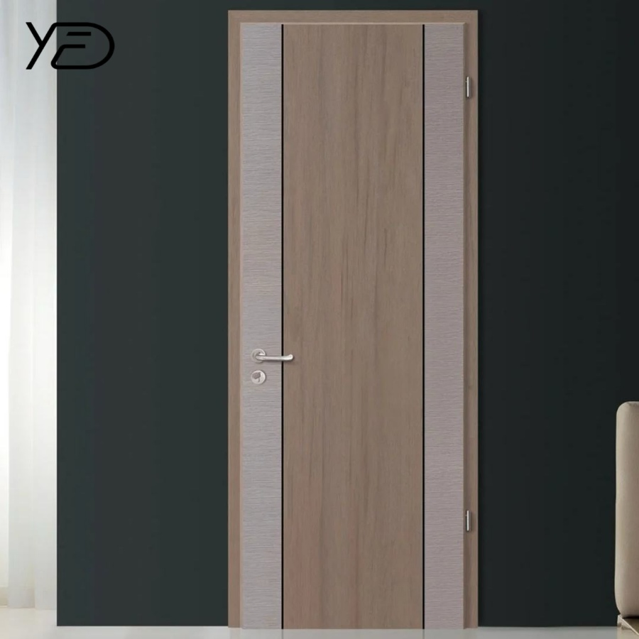 2025 Modern Flush Mounted Wall Panel Design American Red Oak Interior Solid Wooden Frameless Door Invisible Hidden Door Waterproof