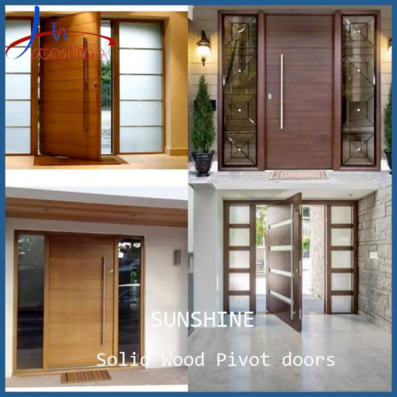 Residential Custom Mahogany Modern Design Exterior Door Solid Wood Pivot Entry Door