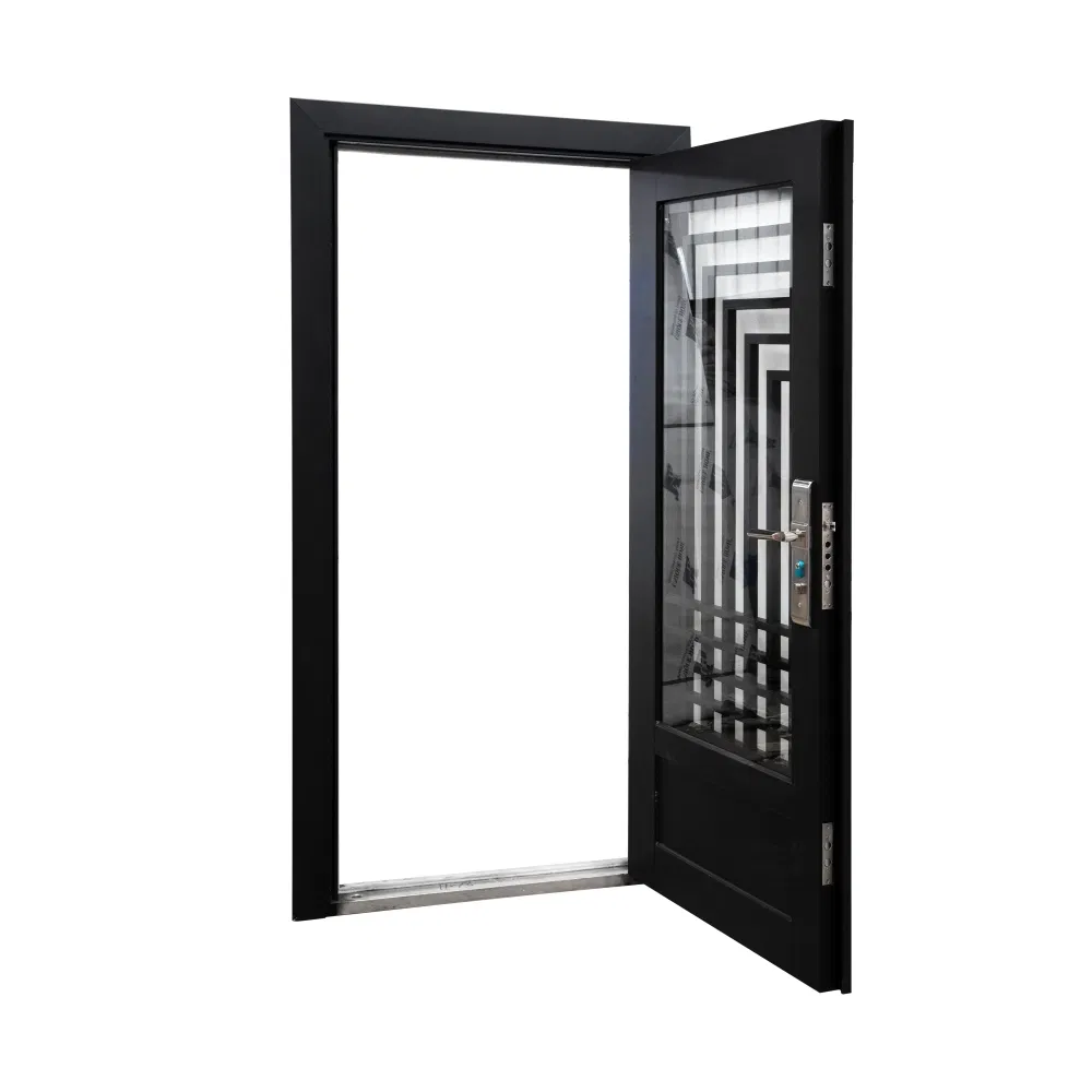 French Dutch Black Anti Theft Gate Glass Iron Metal Steel Door