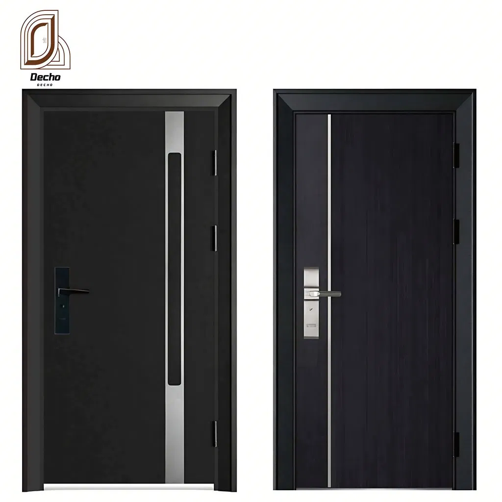 Chineses Modern Exterior Wrought Iron Steel Main Entrance Doors Metal Security Steel Door for Houses, Apartment, Office