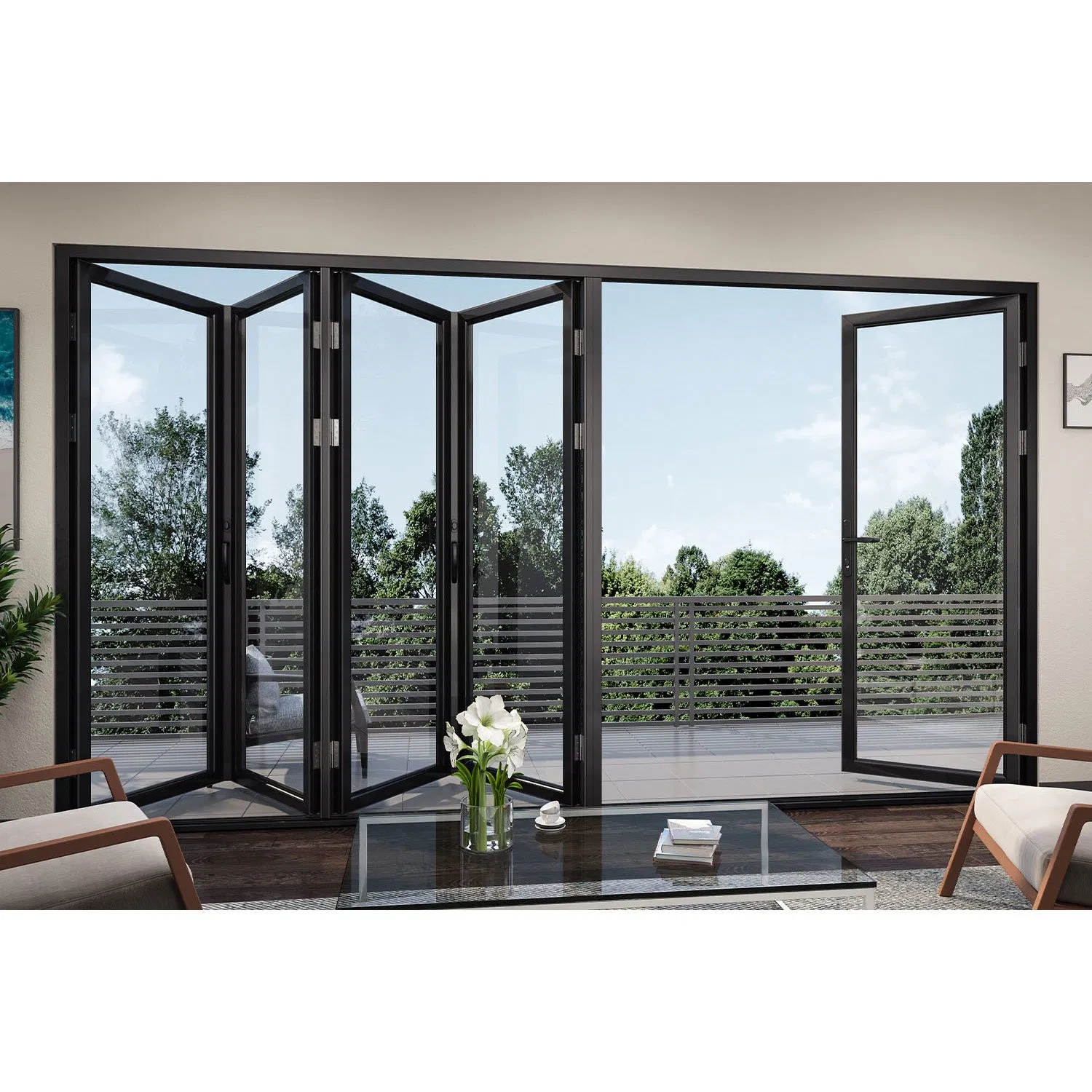 Foshan Factory Price Customized Best Quality Double Glass Folding Door American Standard Aluminum Doors Aluminium Bifold Doors Home Design Decoration