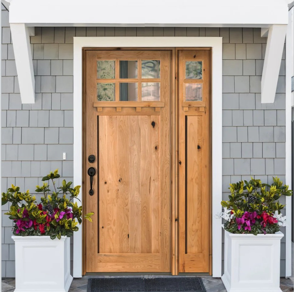 Front Entry Wooden Single Dutch Door with Sidelights and Glass Popular in Canada