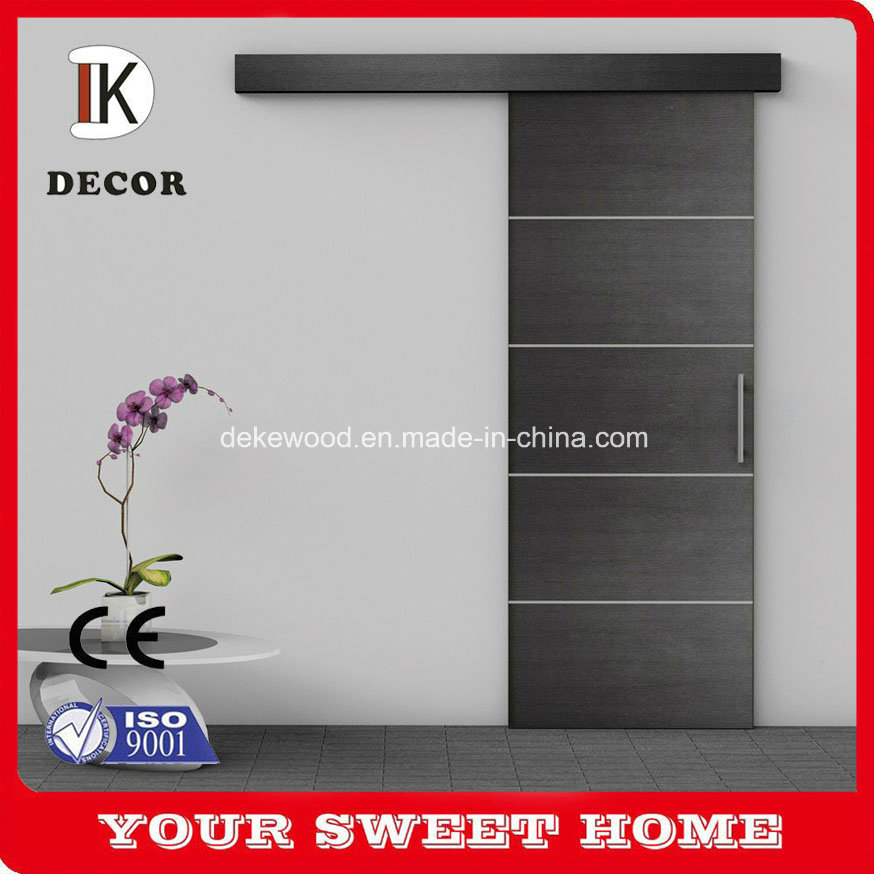 Interior Flush Wood Barn Doors with Hidden Hardware and Valance