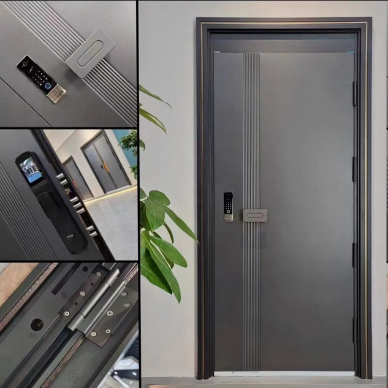 Thick Panel Steel Bullet Resistant Office Building Door with Four Invisible Hinges and Complete Accessories