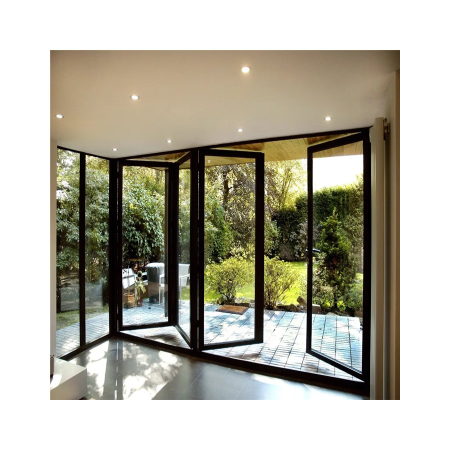 American Standard Waterproof Bifold Doors Windows Aluminum Balcony Glass Sliding Folding Door