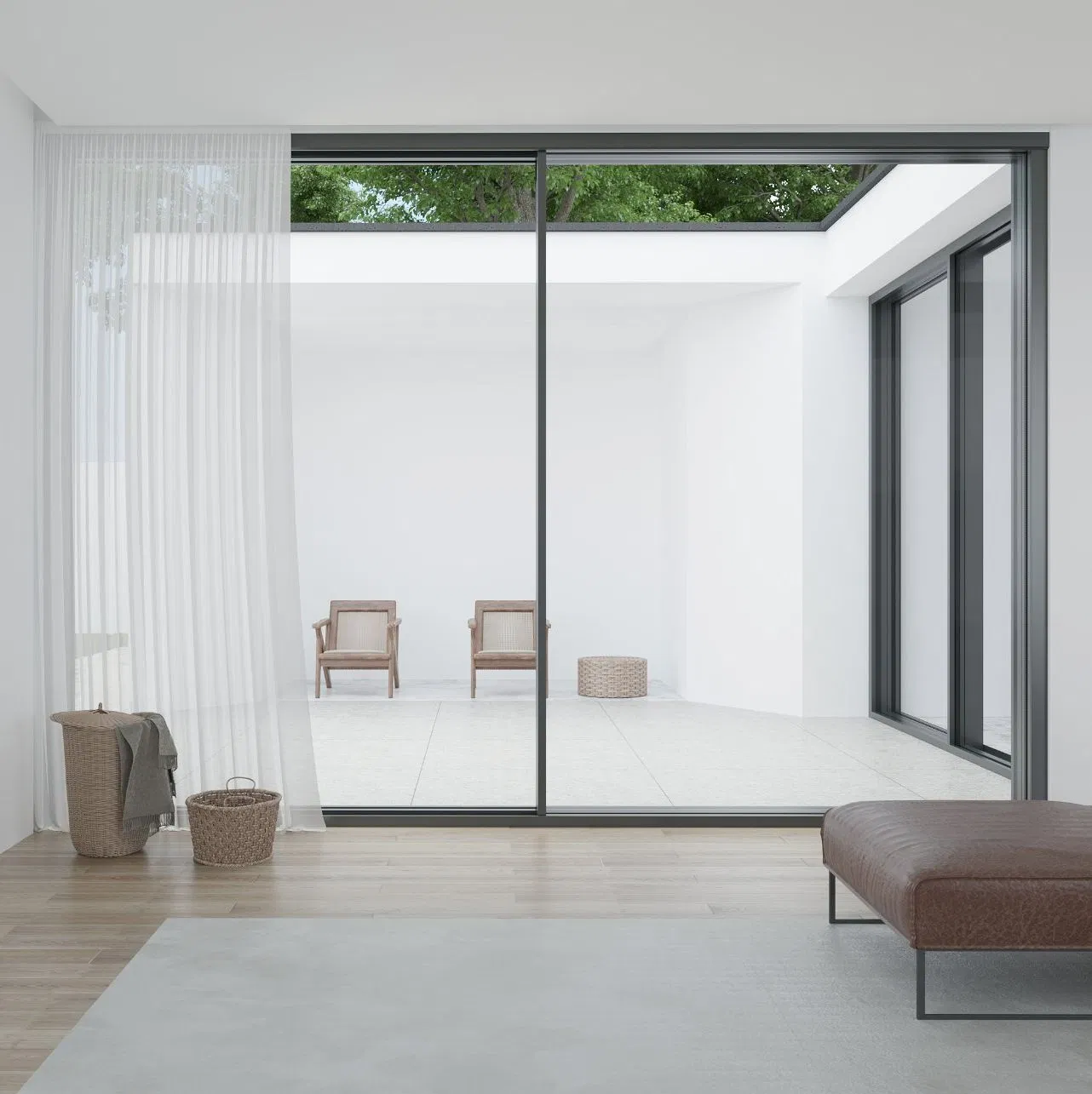 Exterior Minimalist Slimline Frame Narrow Frame Design Thermal Break Aluminum Aluminium Sliding Door with Double Glazing for Villa Hotel Balcony Patio